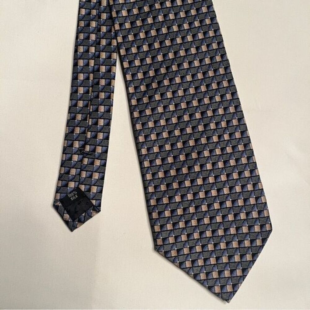 Munsingwear Men's Corporate Gear‎ Silk Navy Blue Tan Checkered Tie